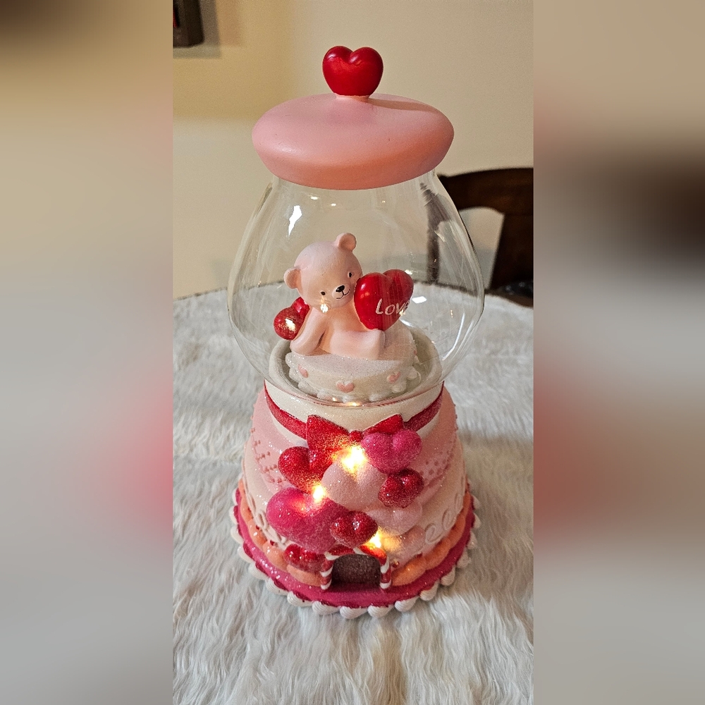 Valentine's Day Teddy Bear LED Bubblegum Machine Decor